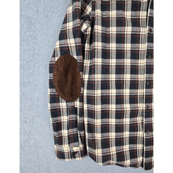 J. Crew Mercantile Shirt Mens Size Medium Brown Flannel Elbow Patches - Picture 4 of 16